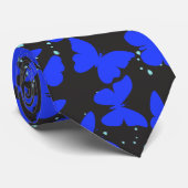 Cravate Blue Butterflies Motif C01.b DGrey BG (Roulé)