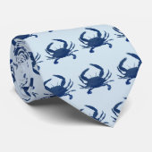 Cravate Blue Crab Painting Coastal Beach Pattern (Roulé)