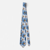 Cravate Blue Daisy Watercolor Floral Pattern (Devant)