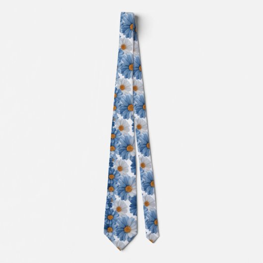 Cravate Blue Daisy Watercolor Floral Pattern (Devant)