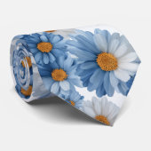Cravate Blue Daisy Watercolor Floral Pattern (Roulé)