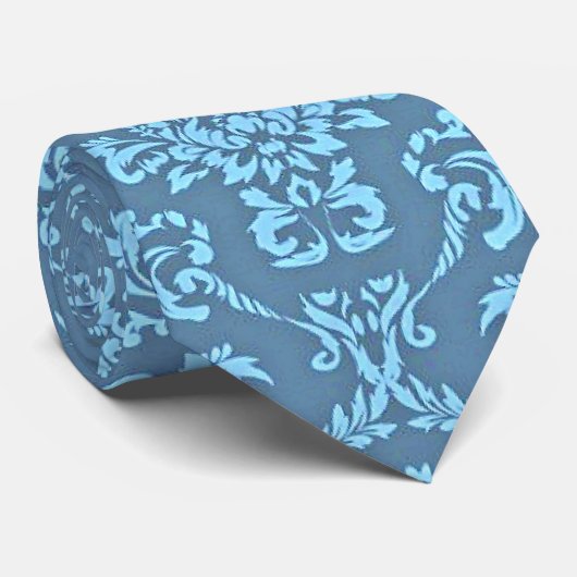 Cravate Blue Damask Pattern (Roulé)