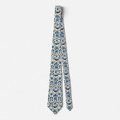 Cravate Blue Floral Baroque Pattern Elegant Classic  (Devant)