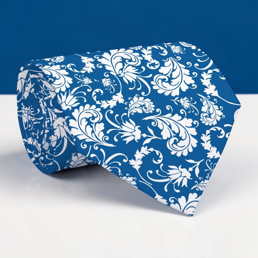 Cravate Blue Floral Pattern Custom Necktie