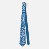 Cravate Blue Floral Pattern Custom Necktie (Devant)