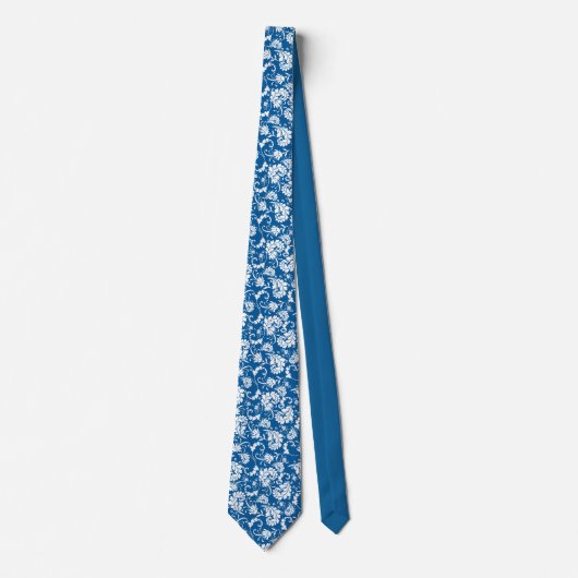Cravate Blue Floral Pattern Custom Necktie (Devant)