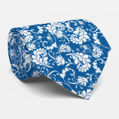 Cravate Blue Floral Pattern Custom Necktie (Roulé)