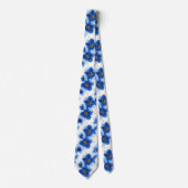 Cravate Blue Floral Pattern with Gold Accents (Devant)
