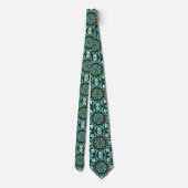 Cravate Blue Gold Faux Verre tendu Kaleidoscope Necktie (Dos)