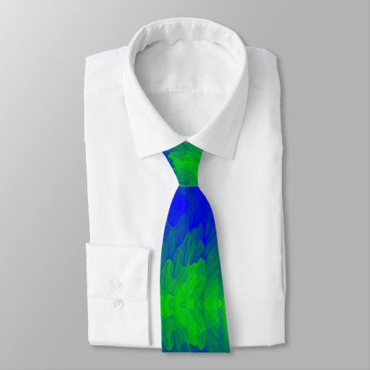 Cravate Blue Green plasma in liquide waves pattern (Attaché)