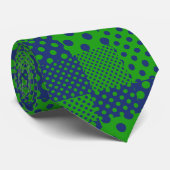 Cravate Blue Green Polka Dots Patchwork  (Roulé)