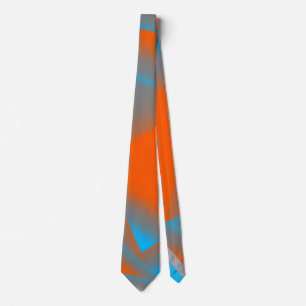 Cravate Blue Grey Orange Ombre Géométrique Art Abstrait