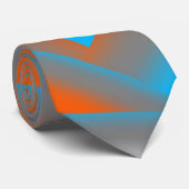 Cravate Blue Grey Orange Ombre Géométrique Art Abstrait (Roulé)