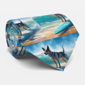 Cravate Blue Heeler Beach Surfing Peinture (Roulé)