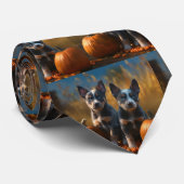 Cravate Blue Heeler Chiot Automne Citrouille de plaisir (Roulé)