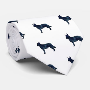Cravate Blue Heeler Dog Breed Silhouette Black Watercolor