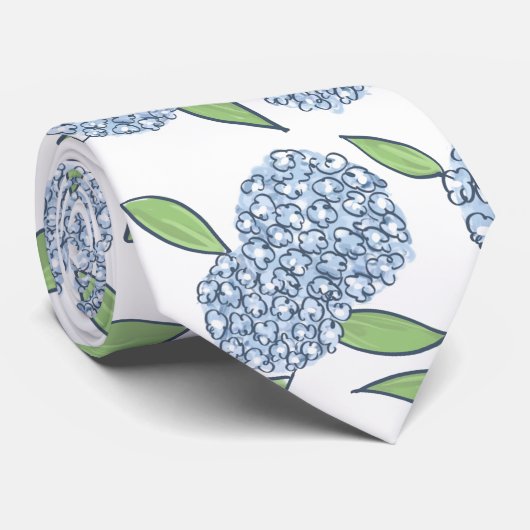 Cravate Blue Hydrangea Groomsman Classic Coastal Mariage (Roulé)