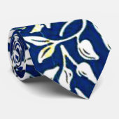 Cravate Blue Mallow, William Morris motif, (Roulé)