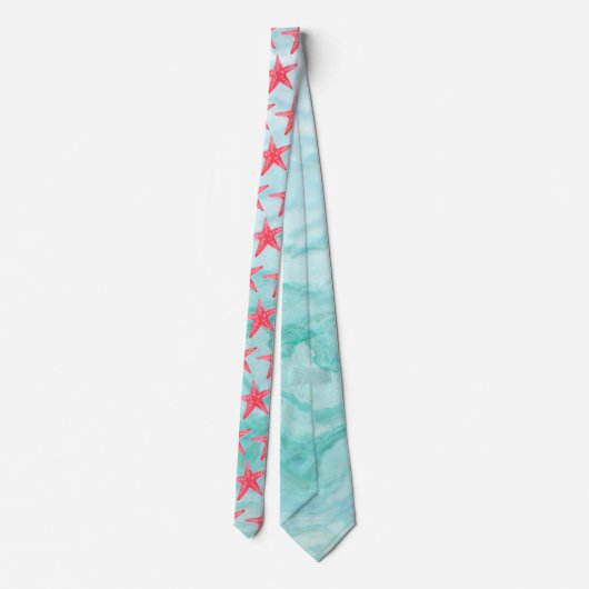 Cravate Blue Marine Sea Ocean Star Fish Pattern Neck Tie (Dos)