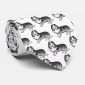 Cravate Blue Merle Shetland Sheepdog Motif de dessin de ch (Roulé)