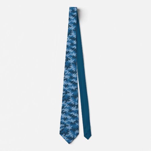 Cravate Blue Military camouflage pixel pattern seamlessly (Devant)