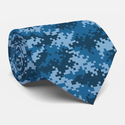 Cravate Blue Military camouflage pixel pattern seamlessly (Roulé)