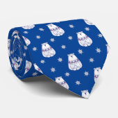 Cravate Blue Nordic Style Polar Ours Noël Snowflake (Roulé)
