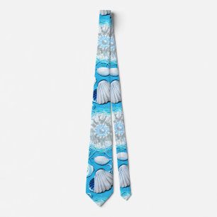 Cravate Blue Ocean Seashells Pattern 