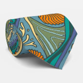 Cravate Blue Ocean Waves Nautilus Seashell Motif Nouveau (Roulé)