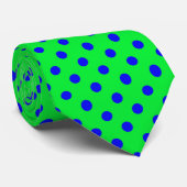 Cravate Blue On Green Polka Dots Pattern Design  (Roulé)
