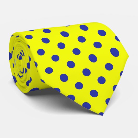 Cravate Blue On Yellow Polka Dots Pattern Design (Roulé)