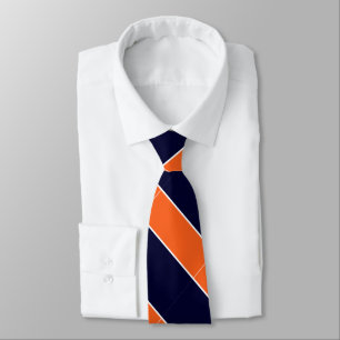 Cravate Blue Orange and White Striped