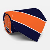 Cravate Blue Orange and White Striped (Roulé)