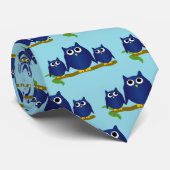 Cravate Blue Owls Design Any Colour Background (Roulé)