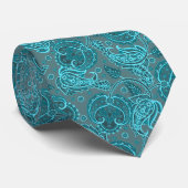Cravate Blue paisley damask floral oriented ethnic patten (Roulé)