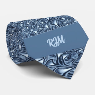Cravate Blue Paisley Monogramme Custom