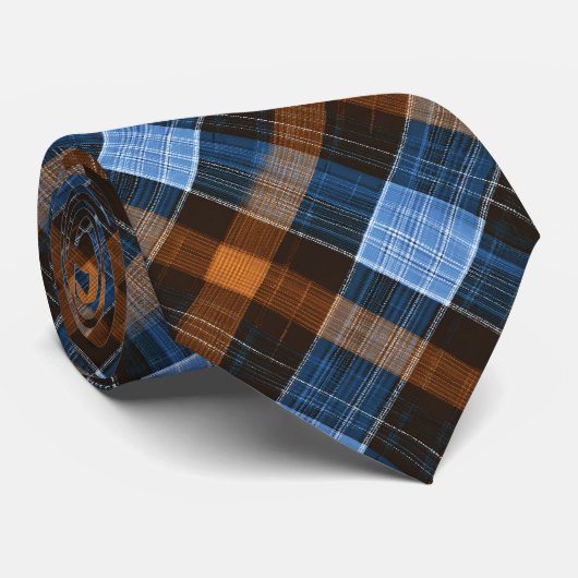 Cravate Blue Plaid Dad (Roulé)