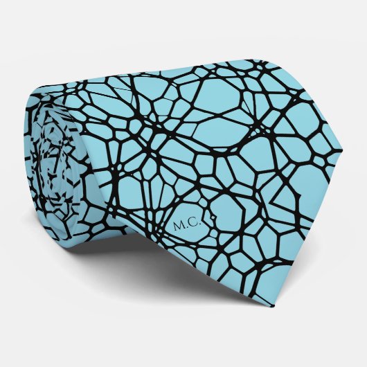 Cravate Blue Playky Geometry Linnear Monogramme (Roulé)
