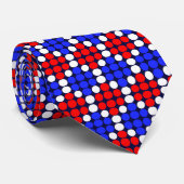 Cravate Blue Red Dotted Pattern on Navy Blue (Roulé)