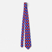 Cravate Blue Red Dotted Pattern on Navy Blue (Dos)