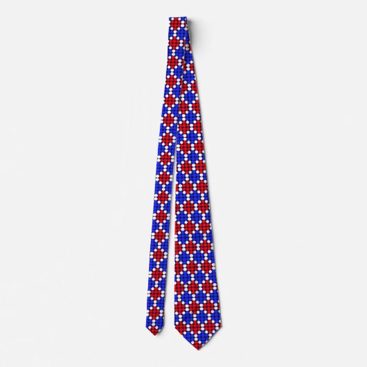 Cravate Blue Red Dotted Pattern on Navy Blue (Dos)