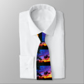 Cravate Blue Red Sunset Exotic Hawaiian Beach Palm Trees (Attaché)