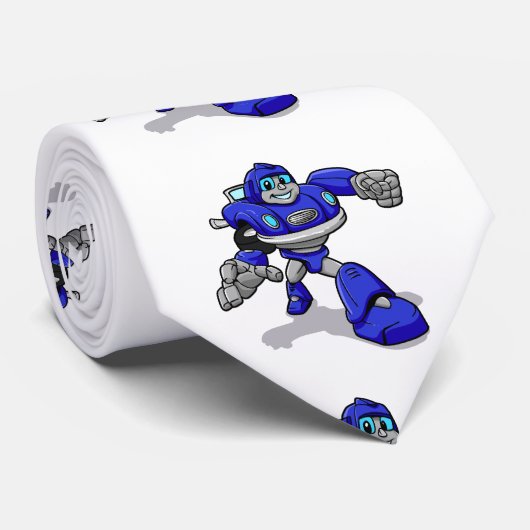 Cravate Blue robot for kids (Roulé)