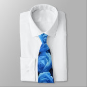 Cravate Blue Roses Art Flower Tie (Attaché)
