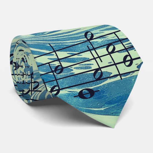Cravate Blue Sea Wave And Music Notes (Roulé)