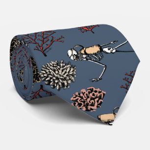 Cravate Blue Skeleton Scuba Divers Necktie