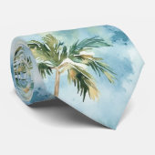 Cravate Blue Skies Tropical Island Palm Trees   (Roulé)