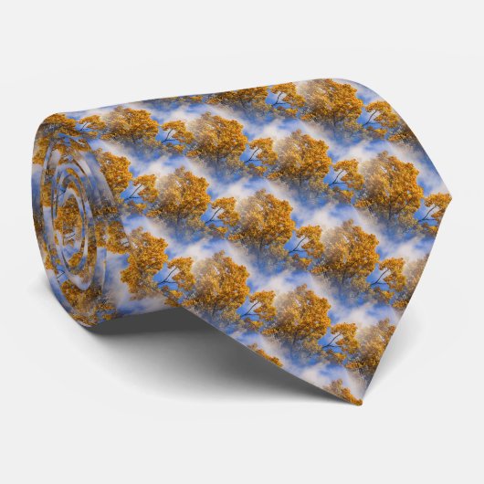 Cravate Blue Sky Automne Feuilles Nature Art (Roulé)