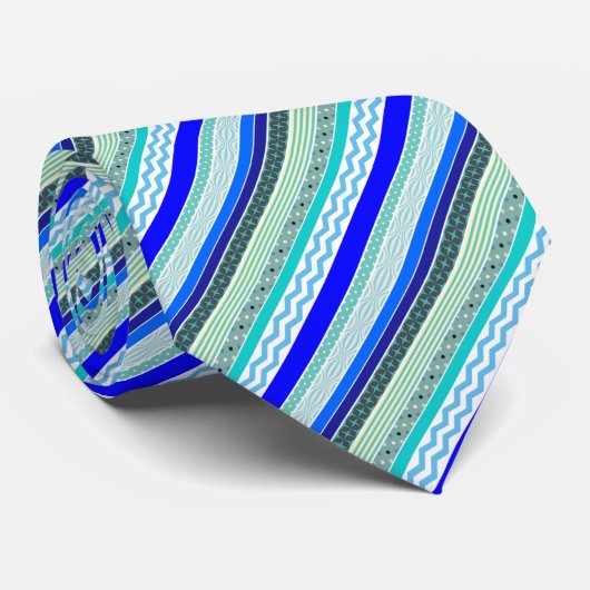 Cravate Blue Stripes Motif Jouer Mode Homme (Roulé)