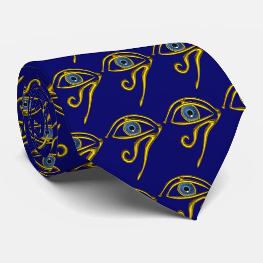 Cravate BLUE TALISMAN / OR HORUS Motif OEIL (Roulé)